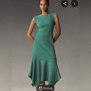 Anthropologie Daily Practice | Striped Dress | Green and Pink | Medium